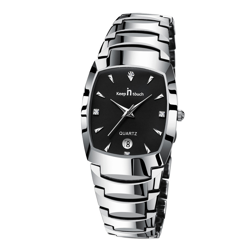 cross-border hot selling square tungsten steel color couple watch fashion student women's watch men's watch waterproof bowl watch wholesale Specification drawing