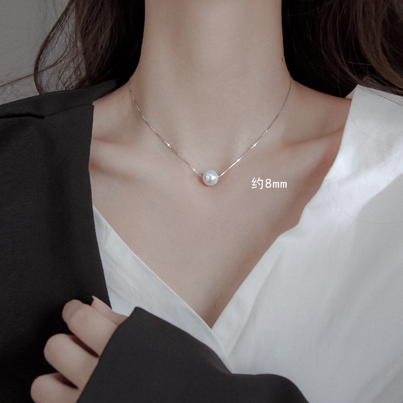 women's pearl necklace niche design light luxury cold style necklace high sense simple and fresh clavicle chain pendant details Picture