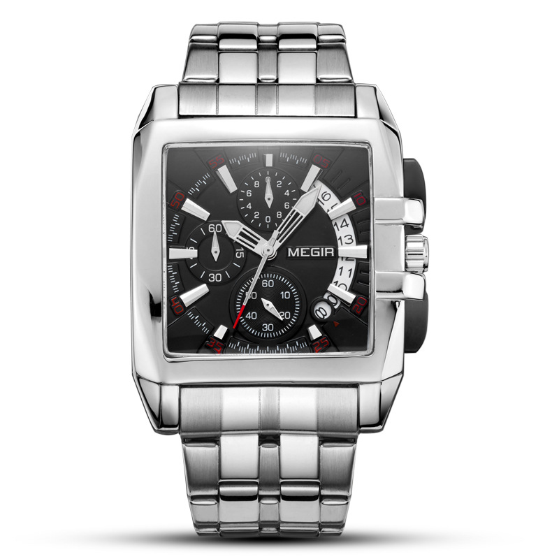 one piece dropshipping popular megir megir men's steel strap watch sports outdoor men's square watch 2018 full figure