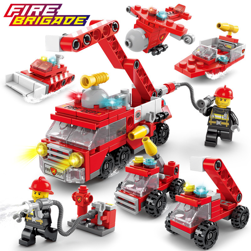 compatible with lego building blocks small particles fire brigade police military tank building blocks assembled and inserting children's educational toys Item Picture