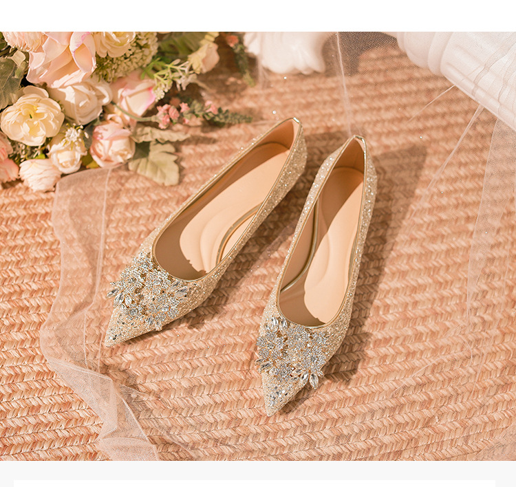 bow wedding shoes women's flat bridal shoes red xiuhe suit shoes not tired feet flat heel pregnant women's shoes large size women's shoes Specification drawing