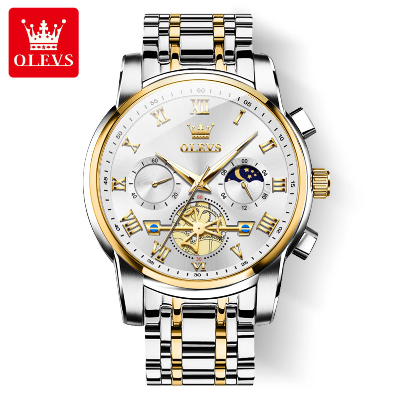 olevs brand watch multifunctional luminous waterproof quartz watch cross-border foreign trade business men's watch men's watch details Picture