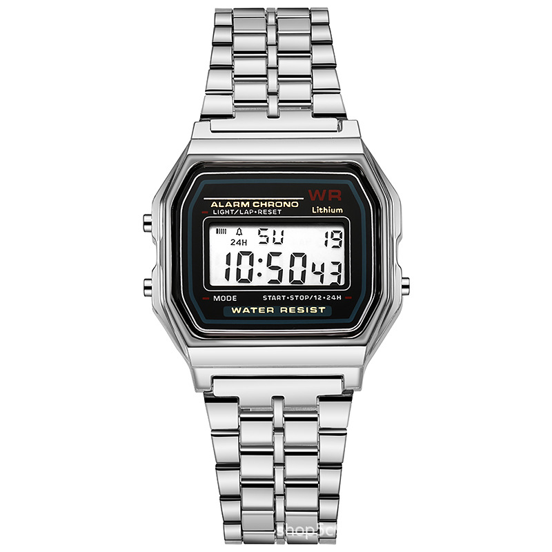 foreign trade popular style led electronic watch wr f91w steel belt a159 harajuku style kakashi watch multi-function watch full figure