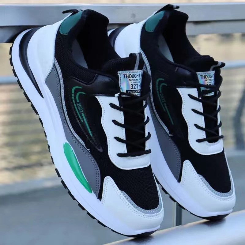 factory wholesale autumn new men's sports shoes breathable mesh shoes cross-border plus size men's shoes flyknit pu comfortable men's shoes details Picture