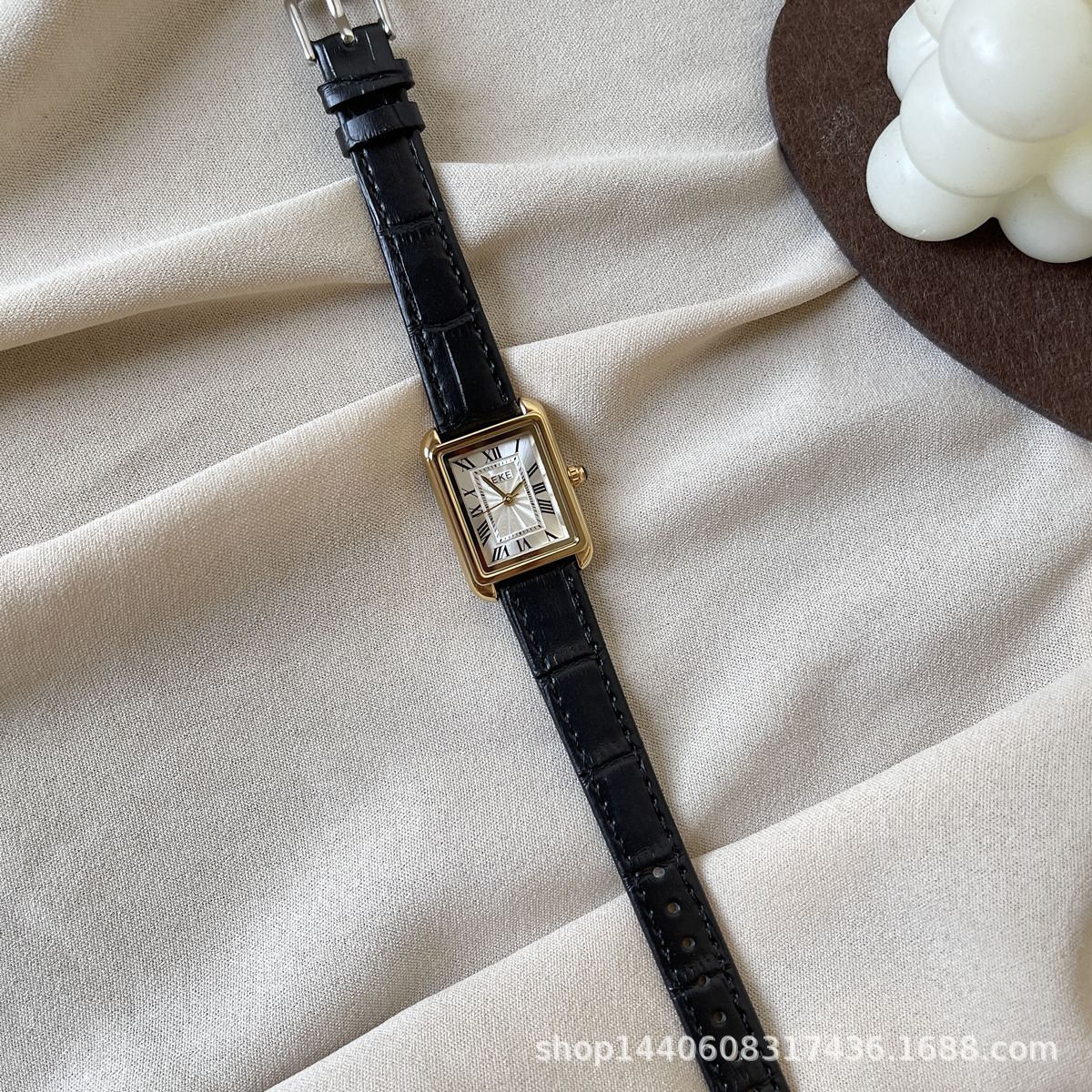 ieke french minority nordic roman square dial compact belt watch women's simple and light luxury casual white Item Picture