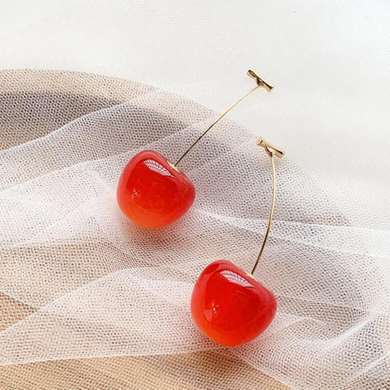 earrings 925 silver needle high-grade earrings cherry fruit cherry earrings personality cherry pendant long earrings Application Scenario