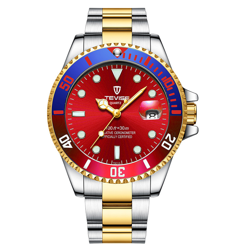 swiss tevise watch men's water ghost quartz watch sports luminous watch steel band watch factory wholesale Application Scenario