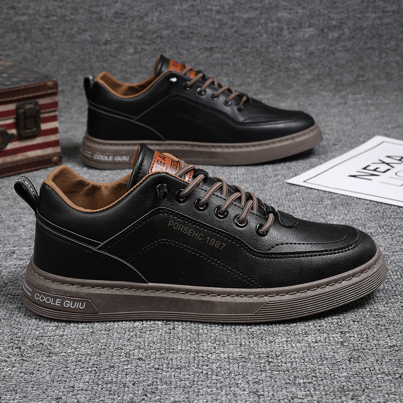 genuine leather men's shoes board shoes 2024 new trendy casual shoes versatile leather shoes men's slip-on white shoes men's Specification drawing