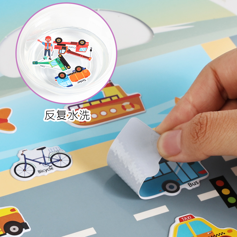 CPC CE EN71 Scene Bubble Sticker Book for Early Education and Enlightenment, Repeated Application of Jelly, Quiet Book, Portable Scene Sticker Book for Educational Interaction, 7 types to choose from Item Picture