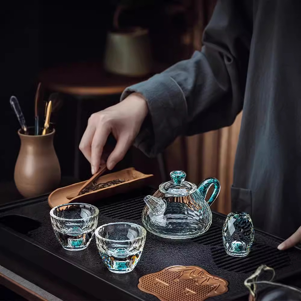 高档耐高温水晶公道杯套装玻璃盖碗功夫茶具轻奢家用泡茶杯日用百货详情图2