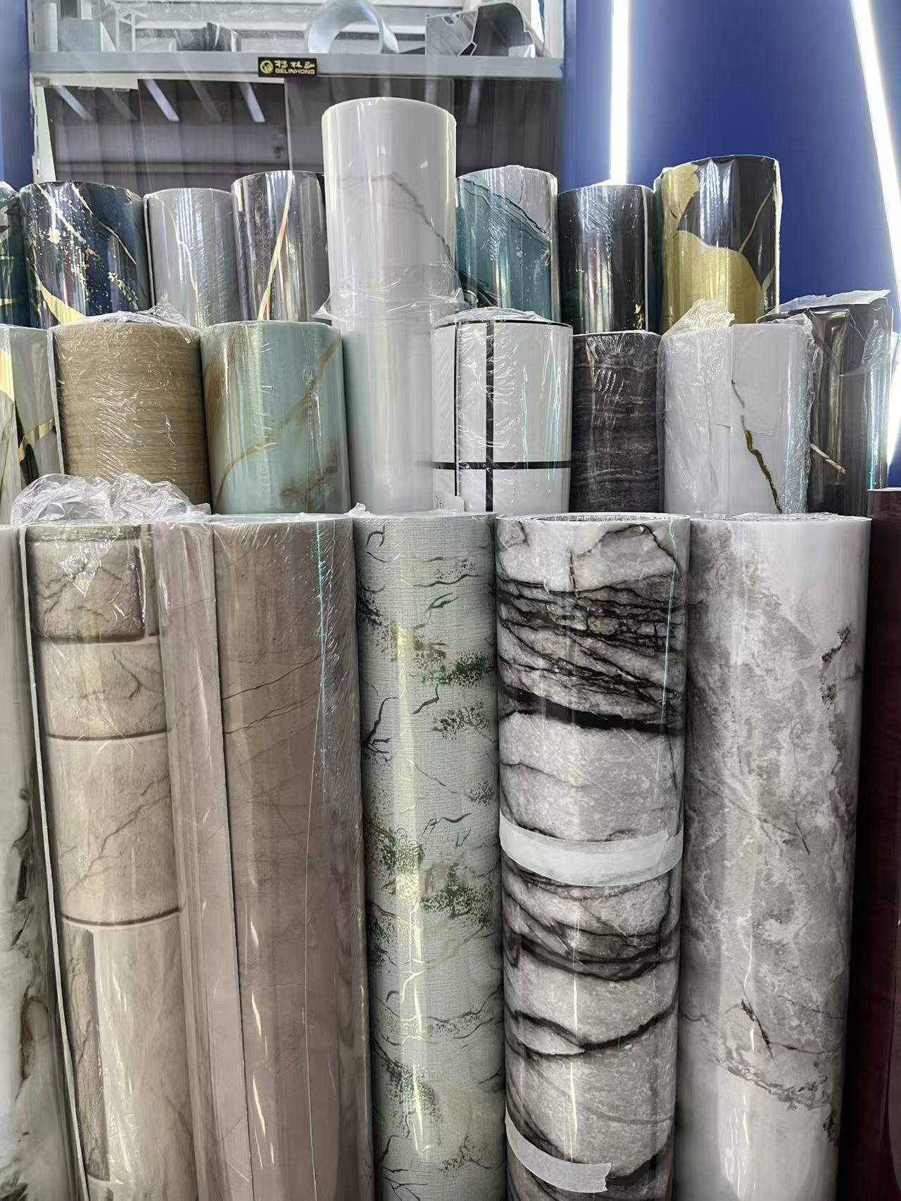 仿大理石卷装墙贴120*3M大尺寸自粘墙贴自带铝箔