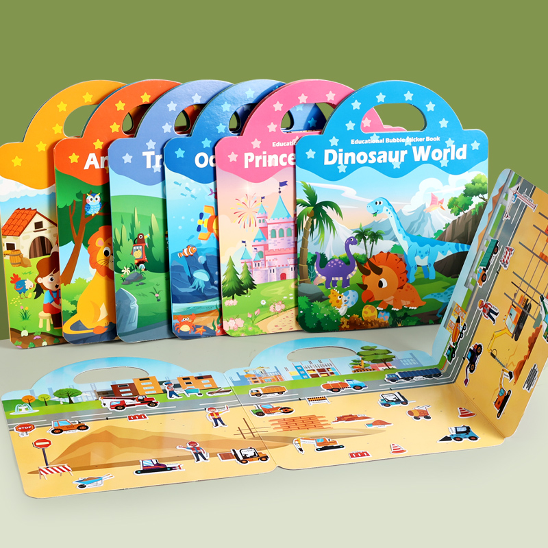 CPC CE EN71 Scene Bubble Sticker Book for Early Education and Enlightenment, Repeated Application of Jelly, Quiet Book, Portable Scene Sticker Book for Educational Interaction, 7 types to choose from details Picture
