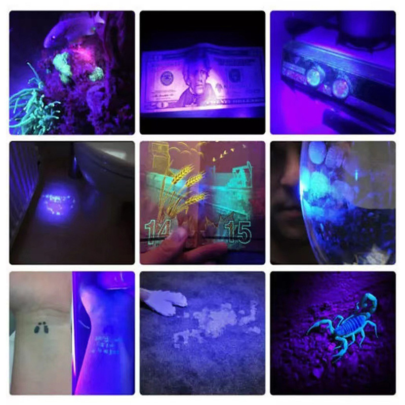 X316, X317 aluminum alloy pen holder flashlight, No. 7 AAA dry battery white and purple light identification mini led flashlight pic 11