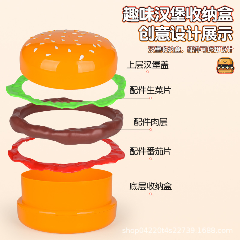 创意汉堡造型大容量收纳盒 儿童玩具整理箱 可爱便携储物盒详情5