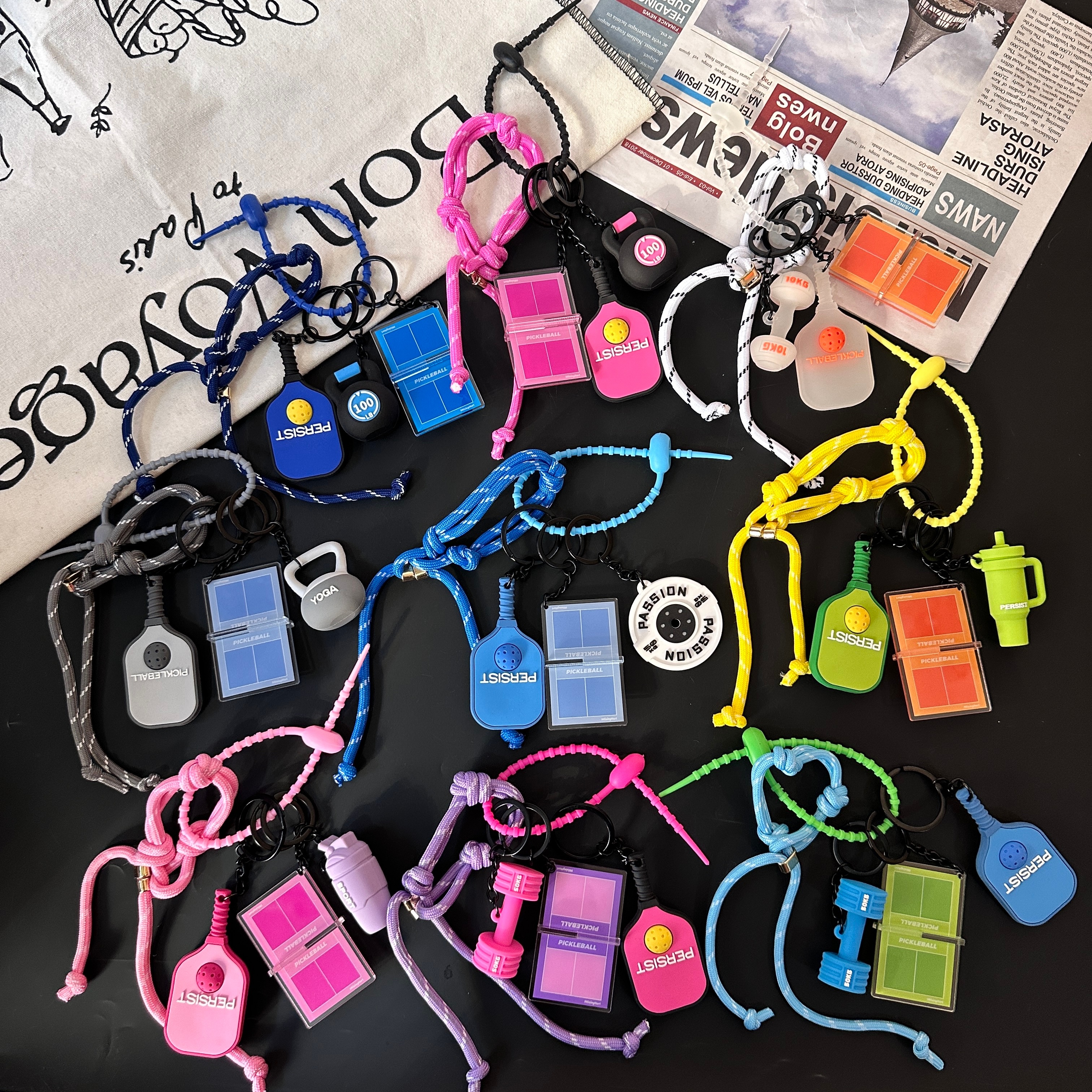 新款跨境匹克球挂件组合包挂饰品运动周边文创钥匙扣配件挂饰礼品
