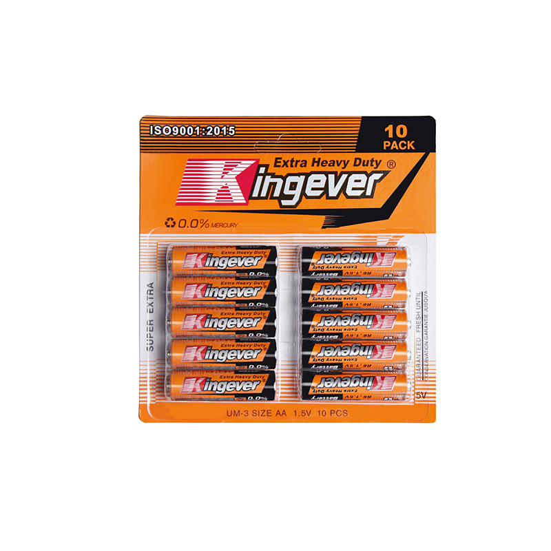 五号电池超市包装10节每卡R6 AA碳性锌锰干电池泡泡机枪用5号电池