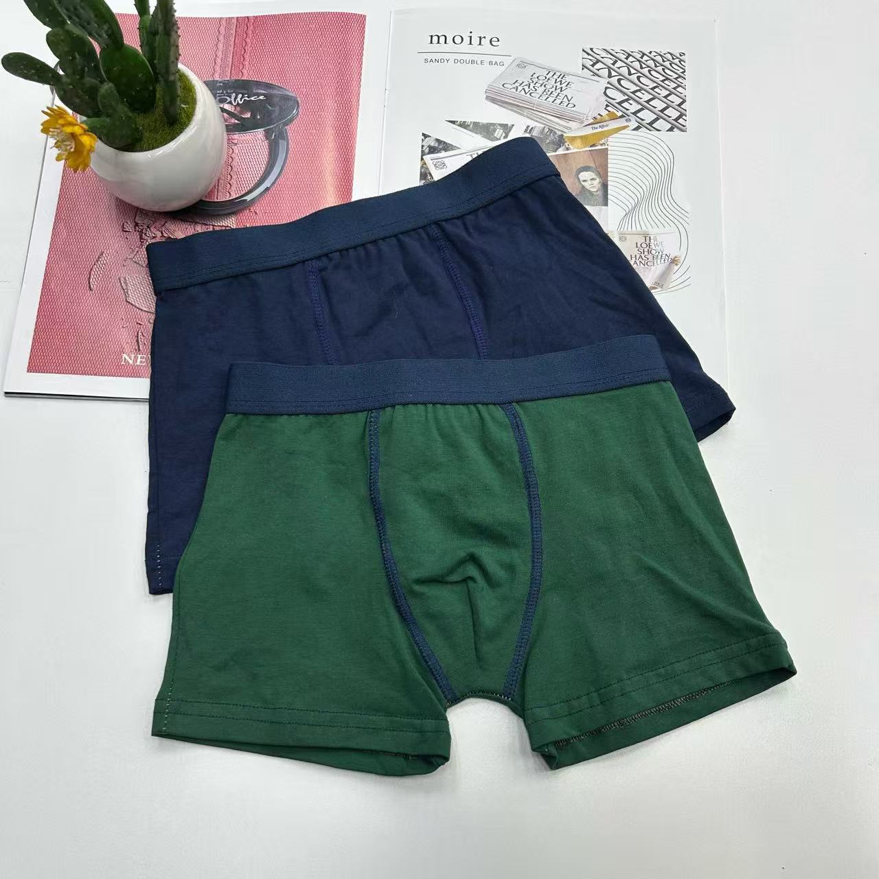 In stock for export of boys' solid color boxer briefs, flat underwear, comfortable boxer shorts, 95 cotton boys' underwear, children's boxer underwear Specification drawing