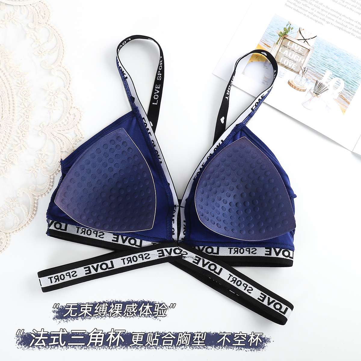 European and American lace set gathering bra undefined
