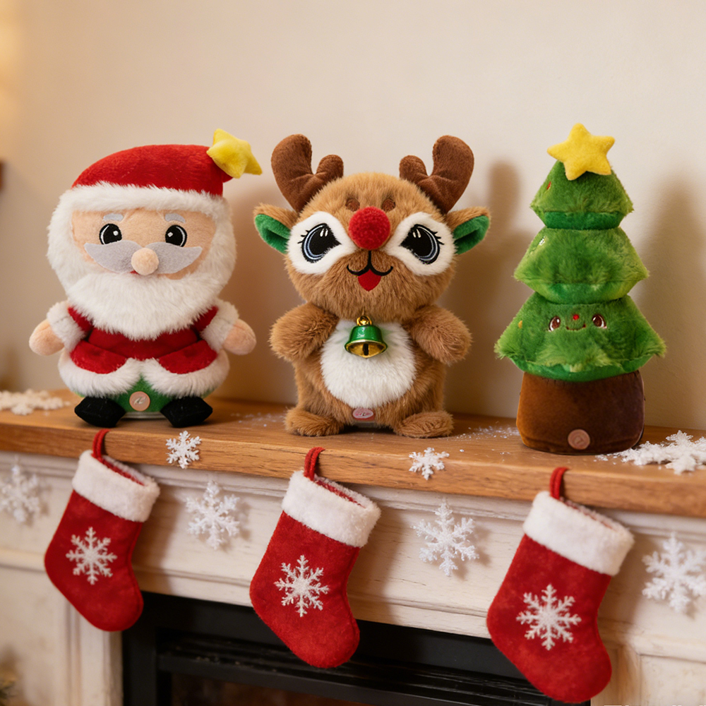 Cross-border new products: short-legged Santa Claus, Christmas tree, reindeer singing, shaking, talking, funny Christmas atmosphere toys, plush electric toys Specification image