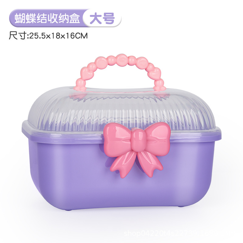 蝴蝶结可爱手提便携收纳盒 多色少女心整理盒 桌面杂物储物盒详情5