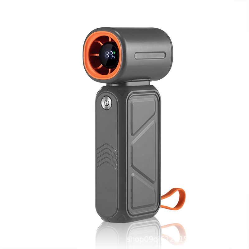 新款充电宝跨境小风扇便携移动电源手持风扇数显大风力迷你风扇 石墨色