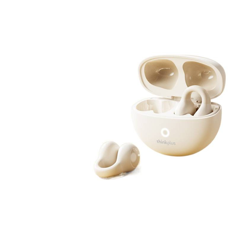 不入耳蓝牙耳机传导耳夹式耳塞式运动跑步力量新款便携隔音降噪 米色