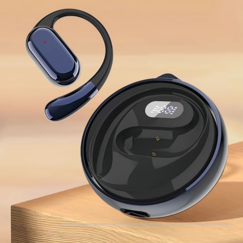 D85无线耳机可旋转数显屏带挂绳耳机长续航工厂加工蓝牙耳机 黑色