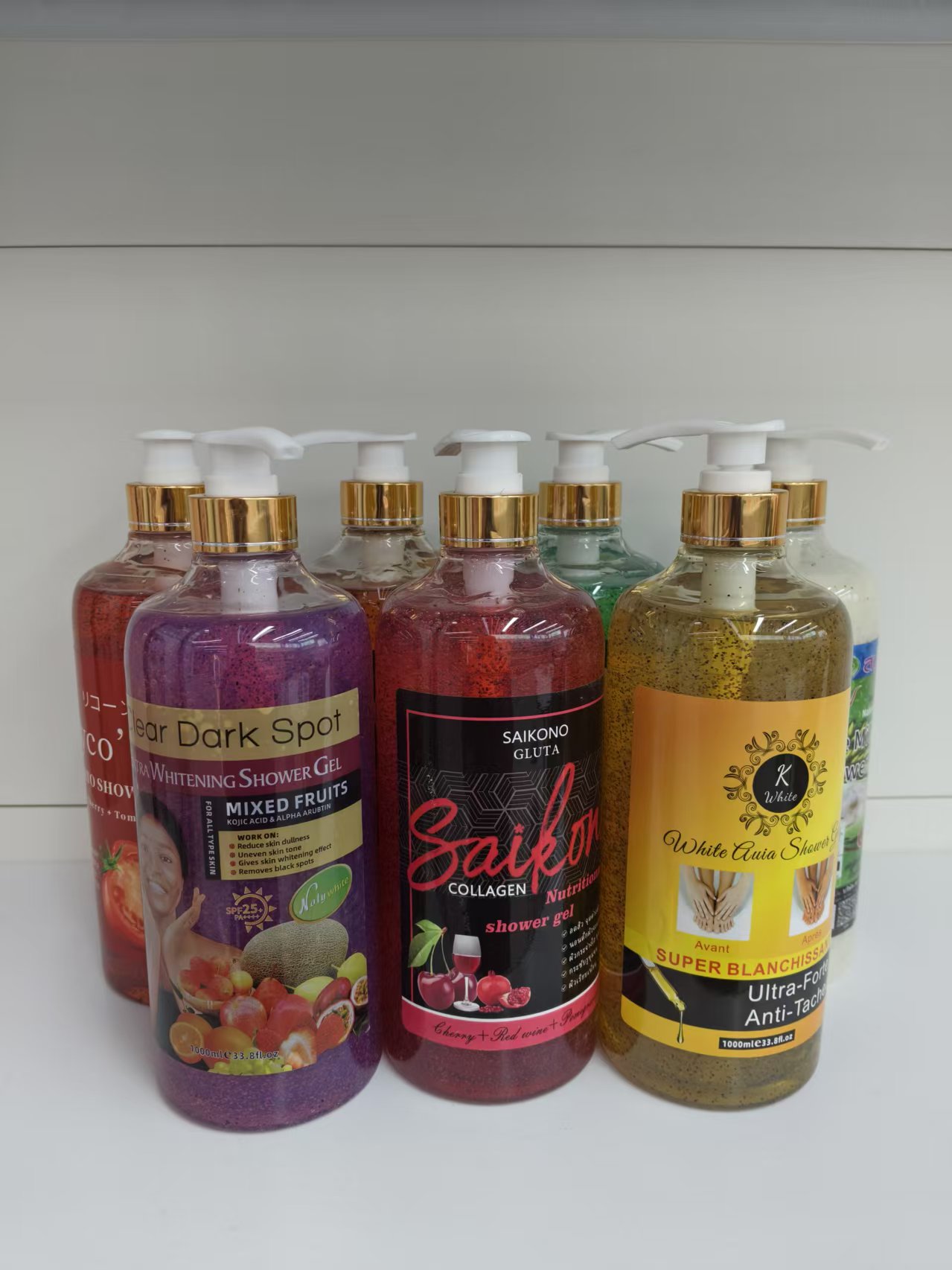 maxi limpio1000ml大容量去角质维C大米精华磨砂精油沐浴露