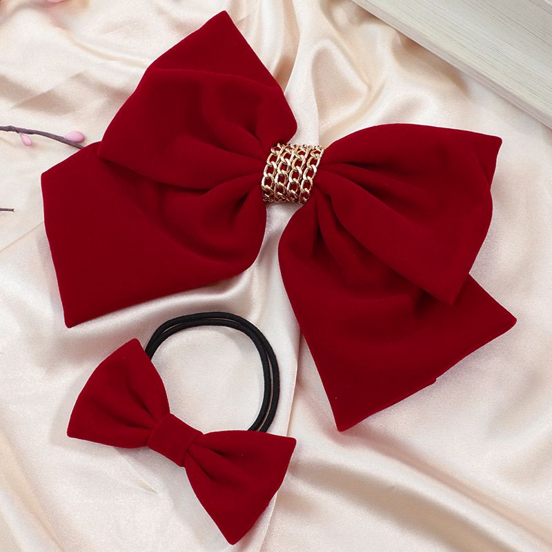 The new red large bow headwear for brides in 2025, the wedding hair tie, the popular hairpin, the back of the head clip, summer detail image 12
