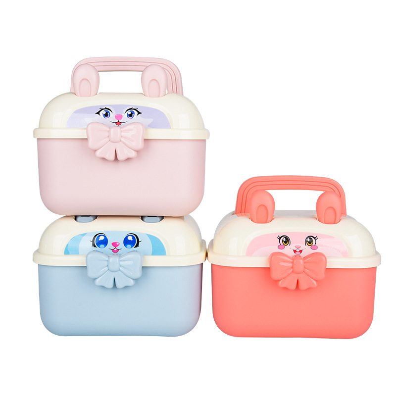 卡通兔子可叠加收纳盒 多色便携手提储物箱 儿童玩具整理箱详情2