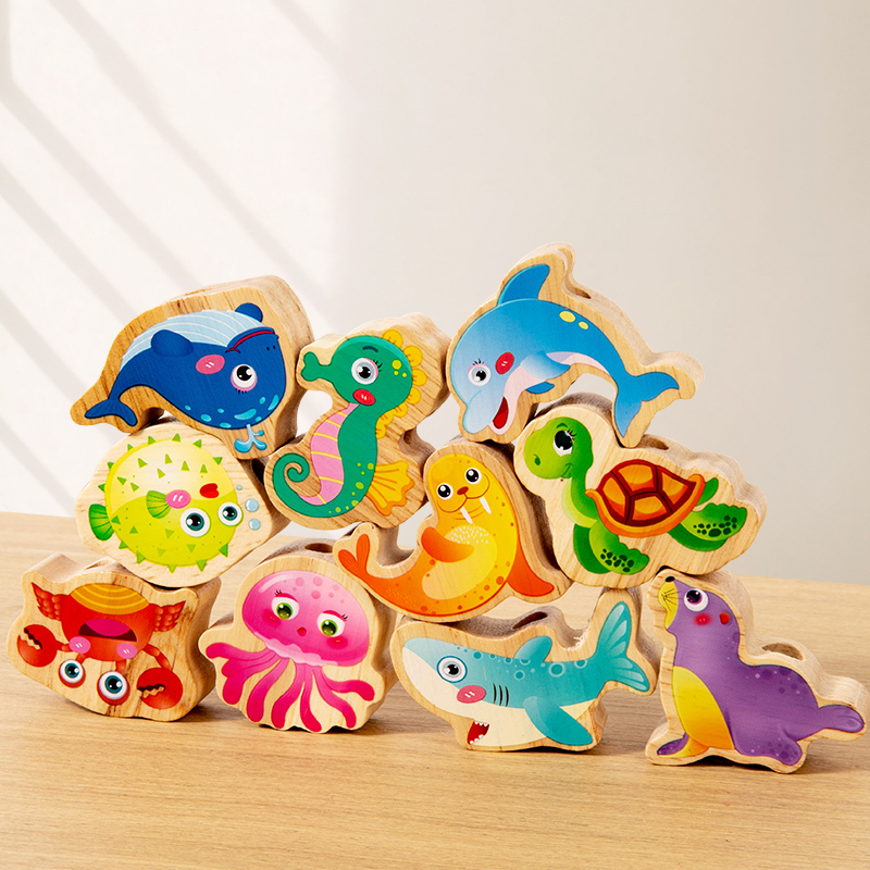CPC CE offers five selectable children's wooden educational beaded large particle building block toys, including animal, fruit, traffic, Marine animal, string and beaded educational stacking toys Specification drawing