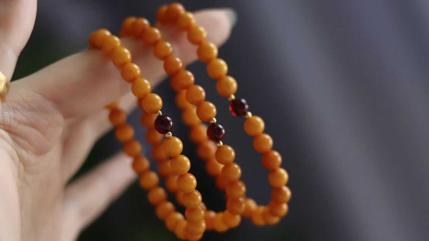 6mm natural aged amber bracelet Specification image