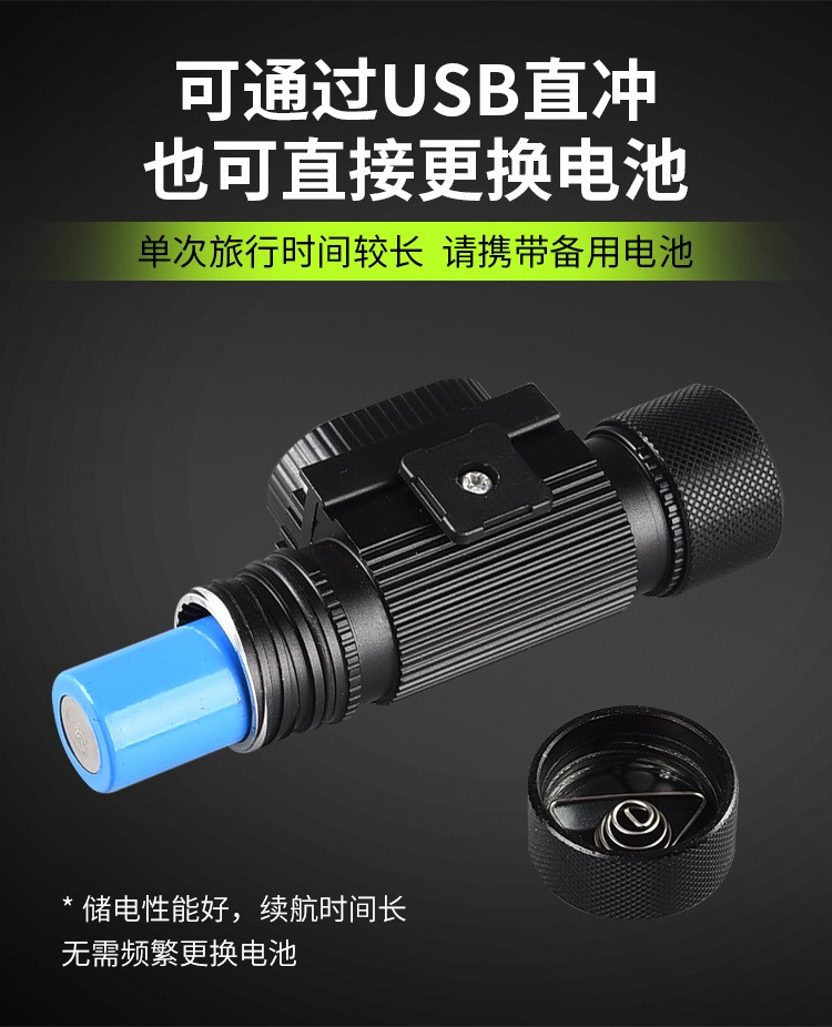 This is a special rechargeable ultra-bright and powerful headlamp for beachcombing, with a replaceable 18650 battery and an ultra-long battery life. It is a head-mounted outdoor lamp Specification drawing