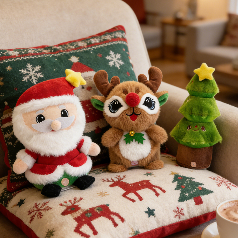 Cross-border new products: short-legged Santa Claus, Christmas tree, reindeer singing, shaking, talking, funny Christmas atmosphere toys, plush electric toys Item Picture