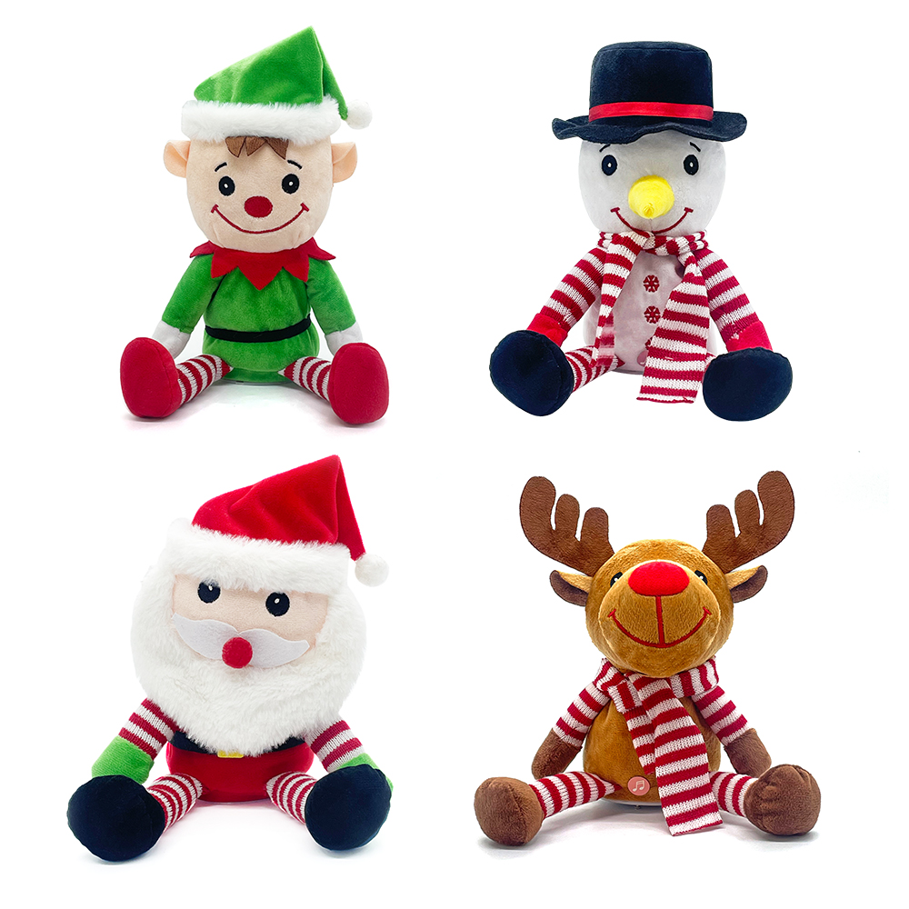 Cross-border wholesale new products: long-legged Santa Claus, elf snowman, elk, singing, shaking, learning to speak, funny Christmas atmosphere toys, plush electric toys Item Picture