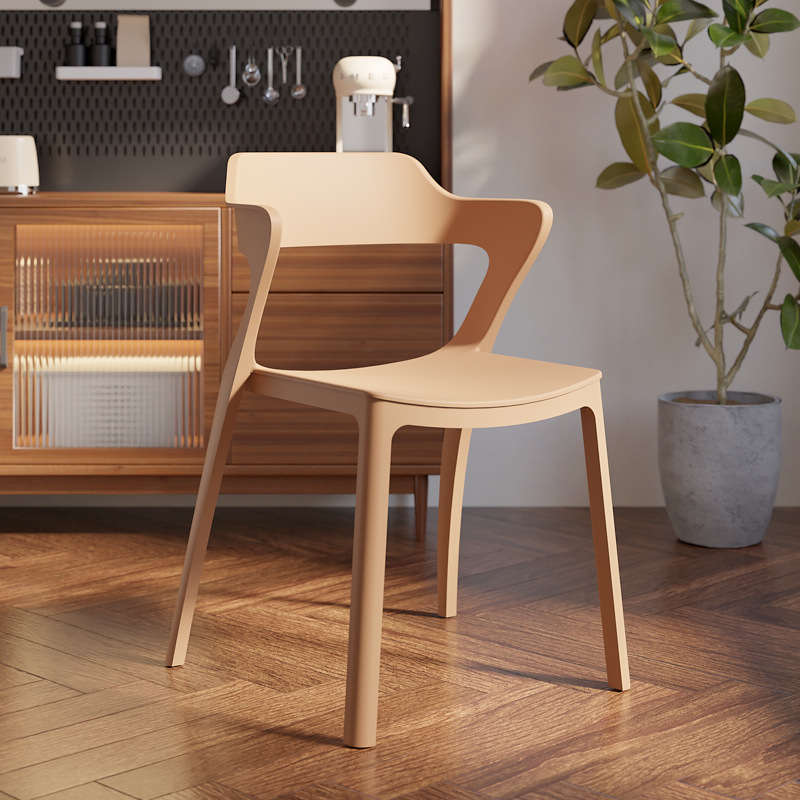 simple advanced chair plastic home dining chair mid-ancient retro leisure chair nordic backrest stool horn dining table and chair details Picture