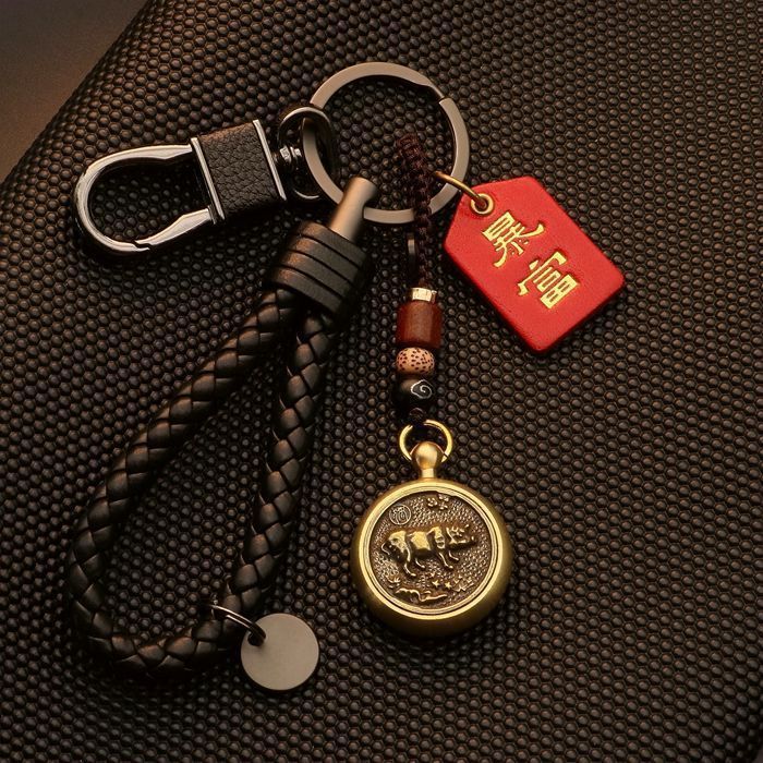 couple's car key ring brass zodiac key chain handmade pendant retro creative money transfer hand pieces Specification drawing