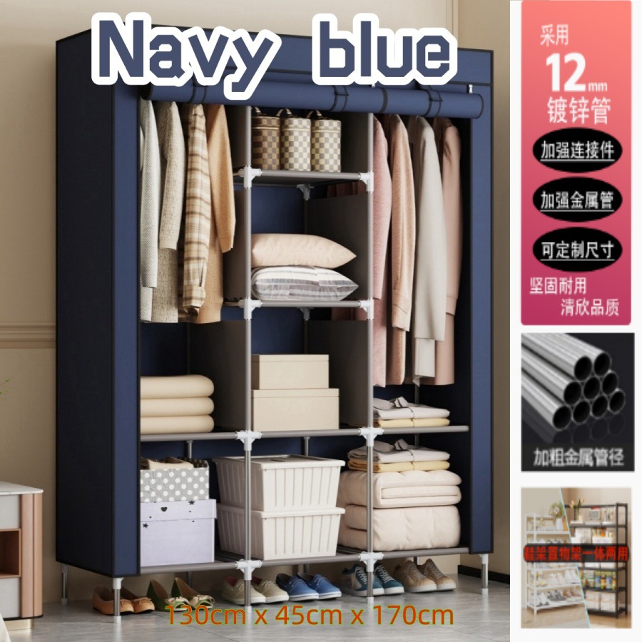 multi-layer simple wardrobe home doorway dormitory rental room combination metal hallstand hanger storage rack details Picture