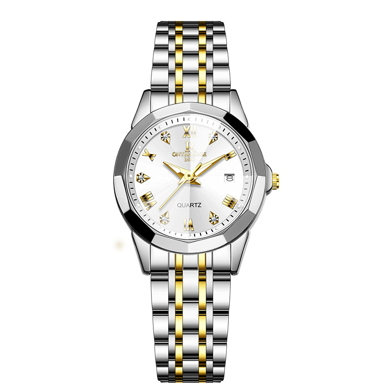 one piece dropshipping fashion couple quartz watch men's electronic watch double calendar waterproof student watch girl temperament full figure