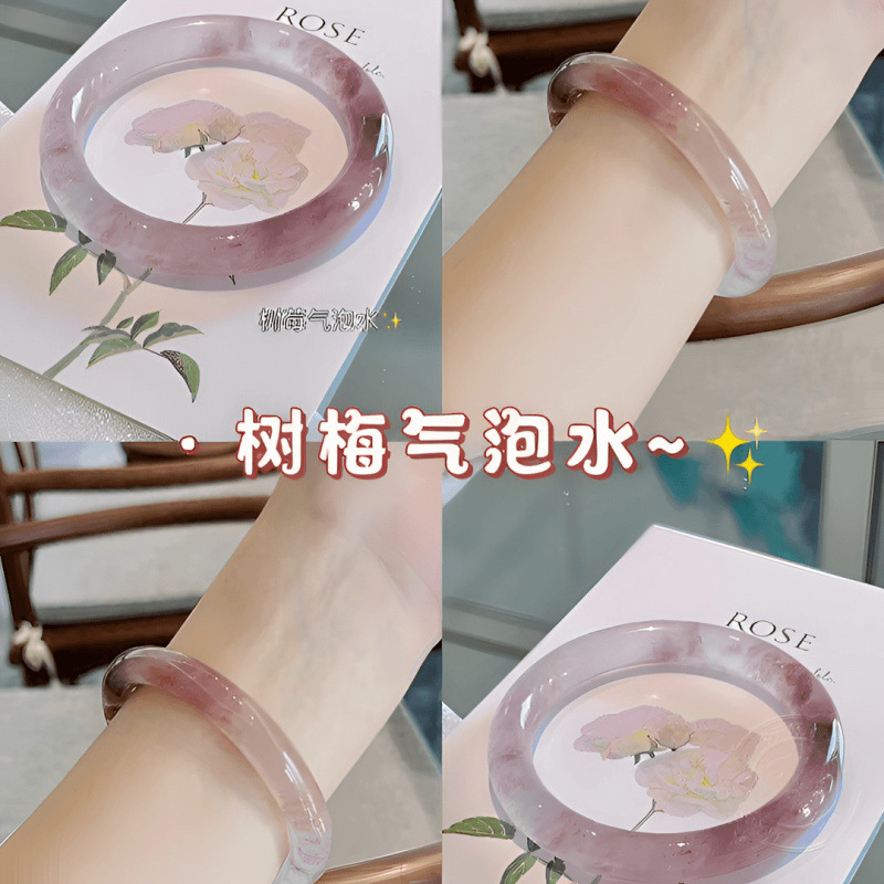 xinjiang tianshan jade bracelet half floating flowers round bar bracelet beauty bracelet ins Specification drawing