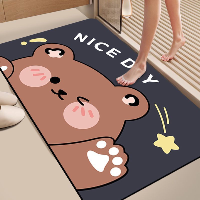 cartoon diatom ooze floor mat household stain-resistant wear-resistant bathroom door mat bathroom water-absorbing quick-drying non-slip cute foot mat Application Scenario