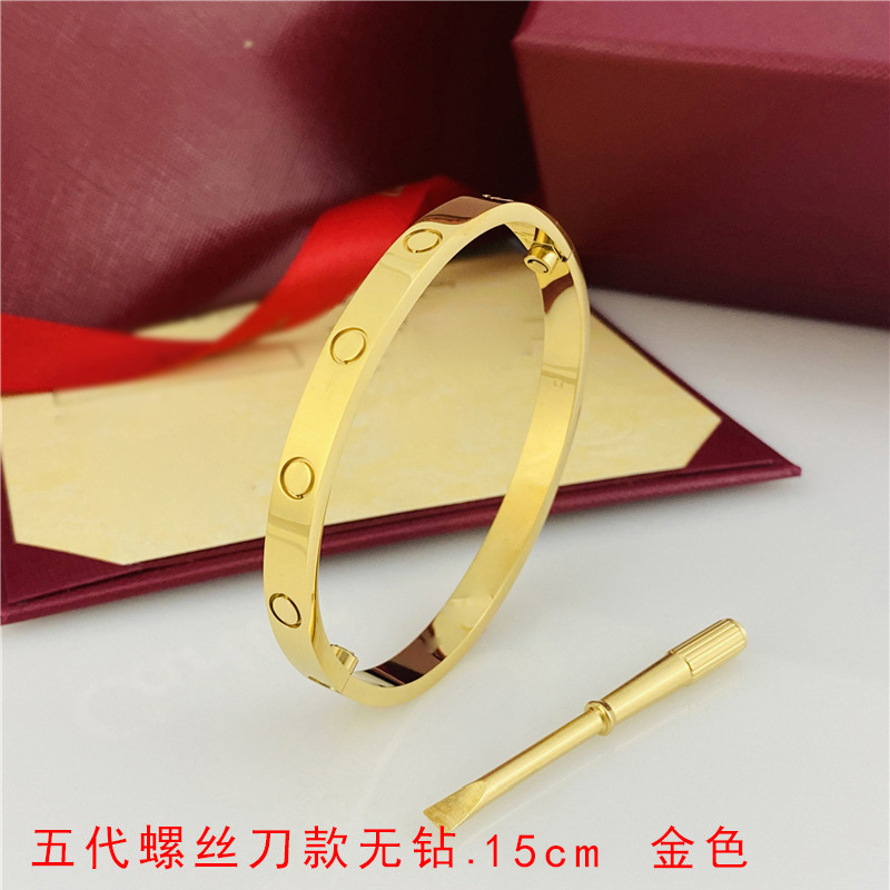 factory direct sales khaki fifth generation titanium steel screwdriver bracelet does not fade 18k couple fashion stainless steel bracelet women details Picture