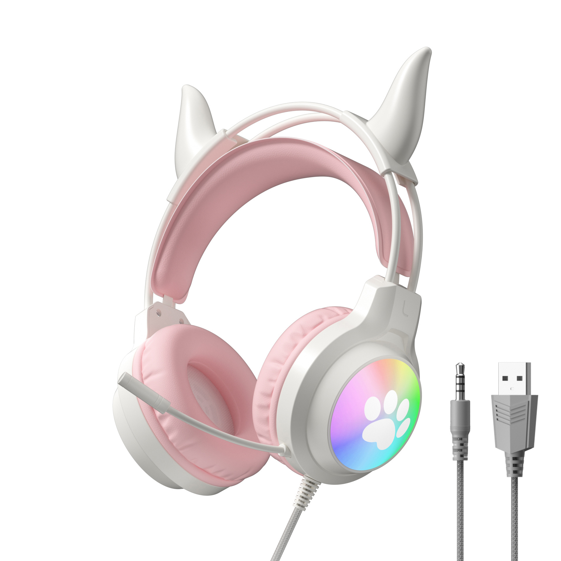 rgb head-mounted computer wired ps5 gaming headset detachable  ear desktop computers and laptop universal headset wholesale details Picture