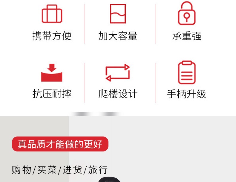 菜篮子铝合金手推车小拖车折叠家用购物车拿快递小推车老人买菜车详情2