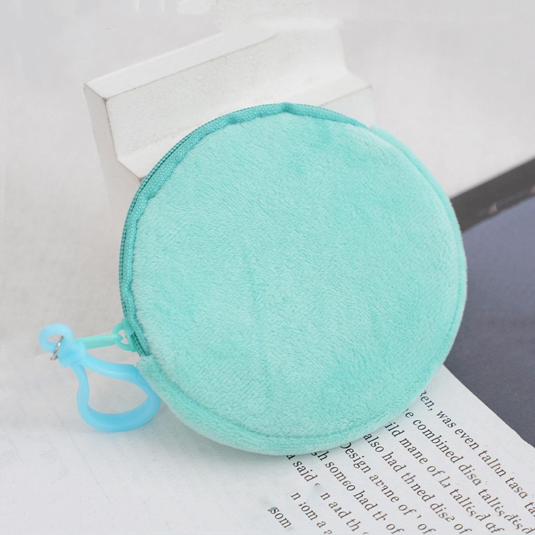 candy color plush round coin purse simple keychain cute wallet for women certificate card holder coin bag wholesale Specification drawing