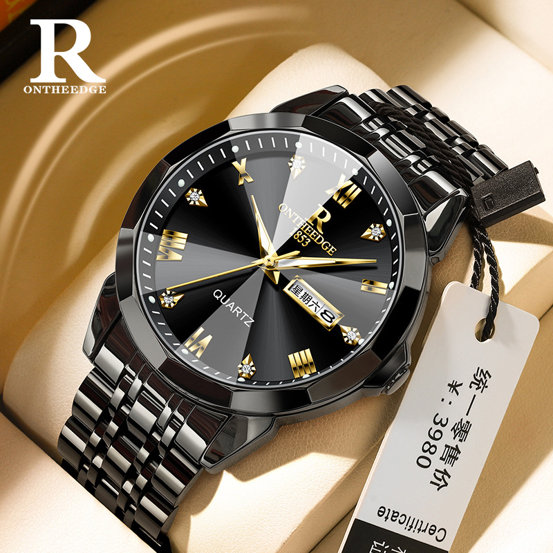 one piece dropshipping fashion couple quartz watch men's electronic watch double calendar waterproof student watch girl temperament Item Picture