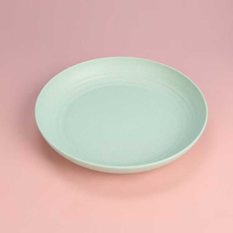 wheat straw plate 23cm round salad dish household anti-fall bone spreader plate snack plastic dessert plate Item Picture