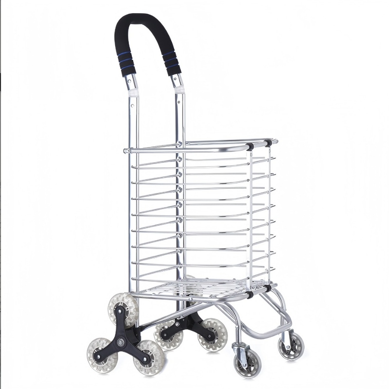 菜篮子铝合金手推车小拖车折叠家用购物车拿快递小推车老人买菜车