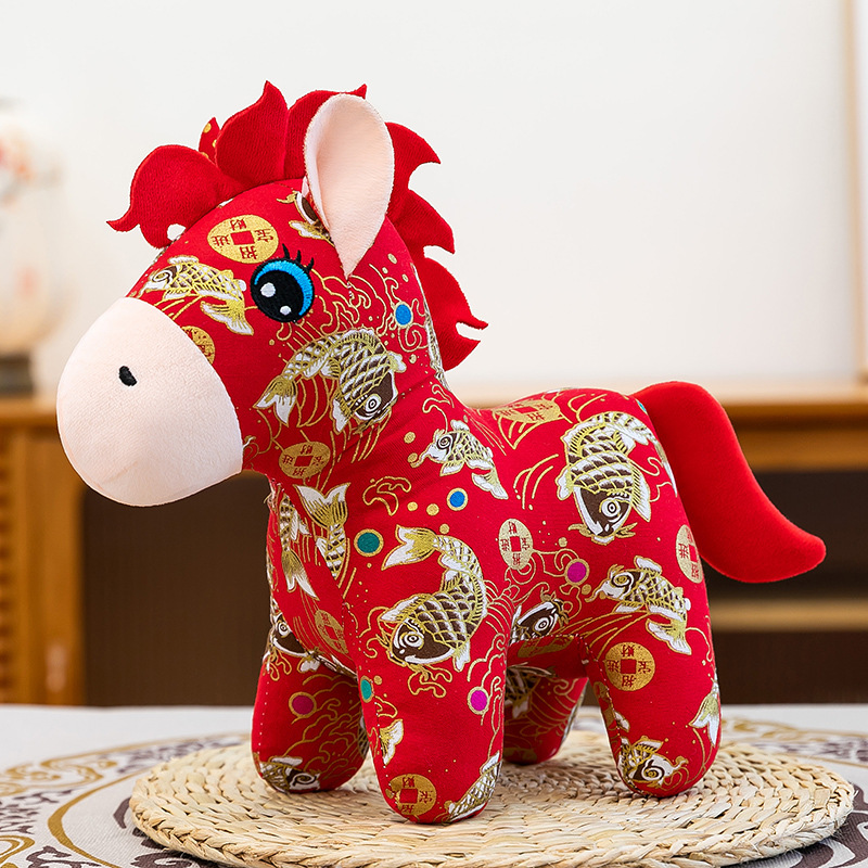 2026 year of horse mascot chinese zodiac horse ethnic style flower cloth horse doll plush toys company annual meeting gifts Application Scenario