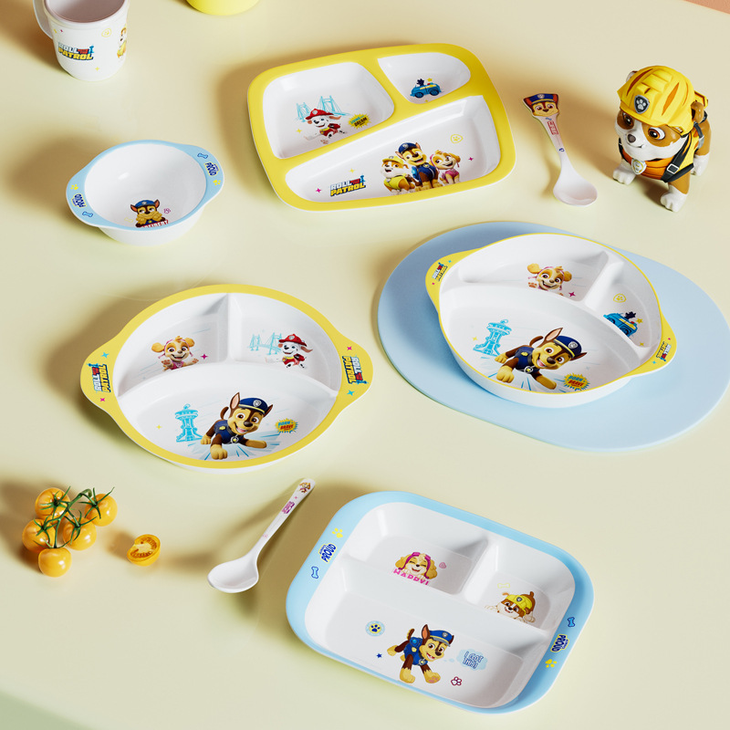 paw patrol tableware household baby infant solid food bowl baby eating grid plate children's bowl spoon with handle Application Scenario